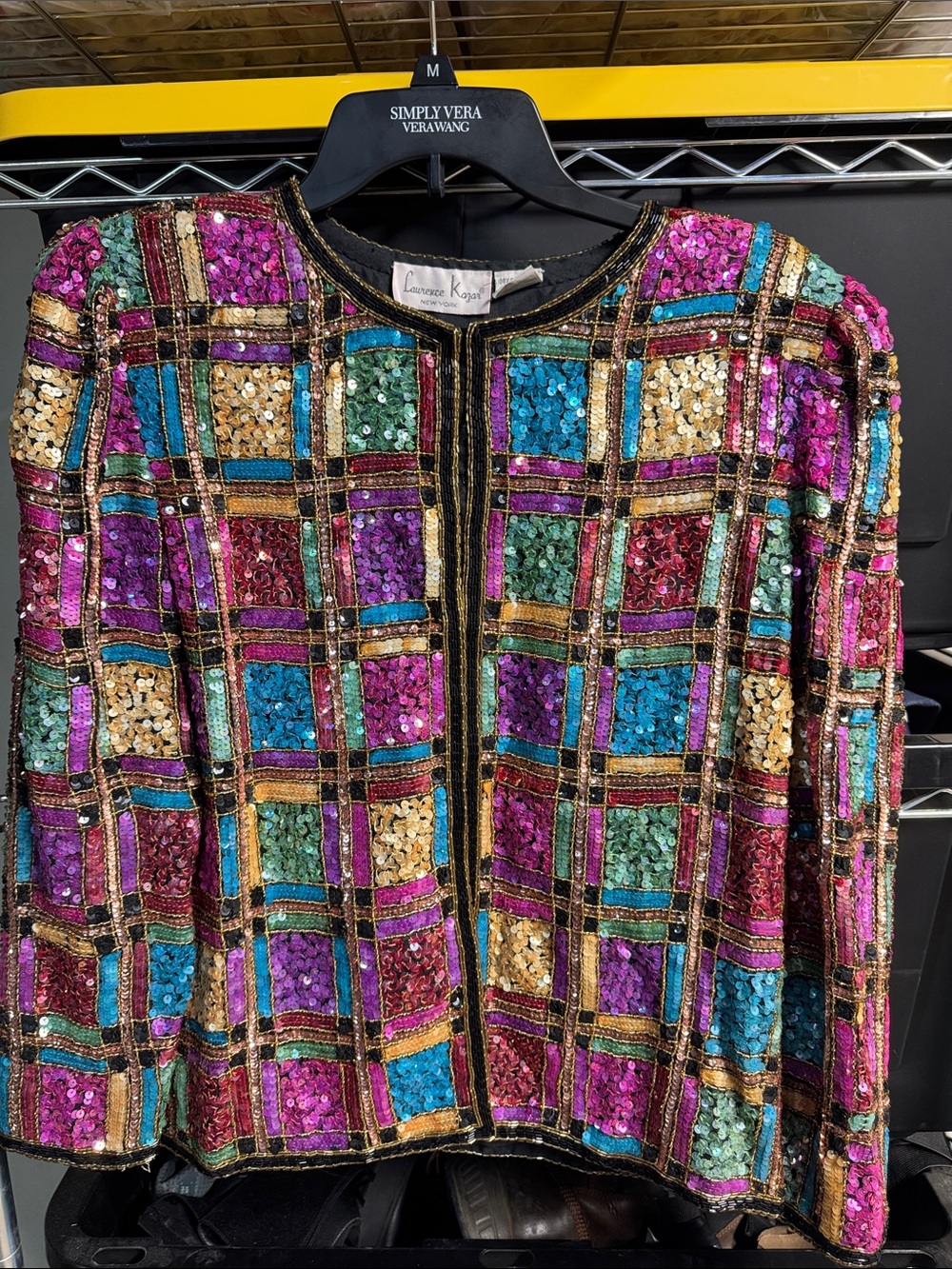 Laurence Kazar Multicolor Sequin Plaid Blazer